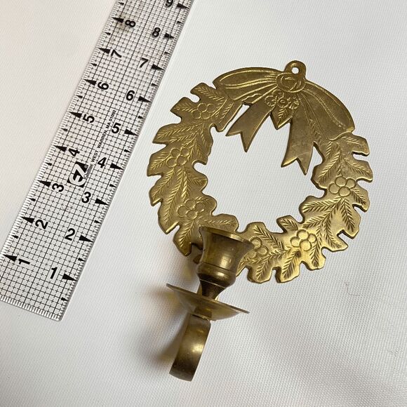 VTG Brass Wreath Wall Candle Holders Hosley Holiday Christmas Decor - Picture 10 of 10
